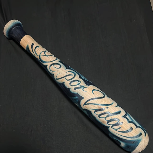 Blue airbrush wooden bat