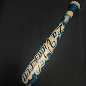 Blue airbrush wooden Bat